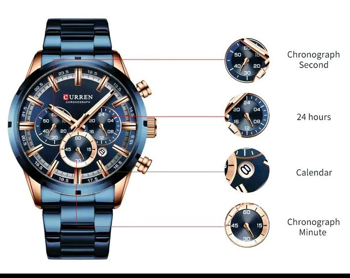 Reloj CURREN 8355 Hombre — Multifuncional, Resistente al Agua