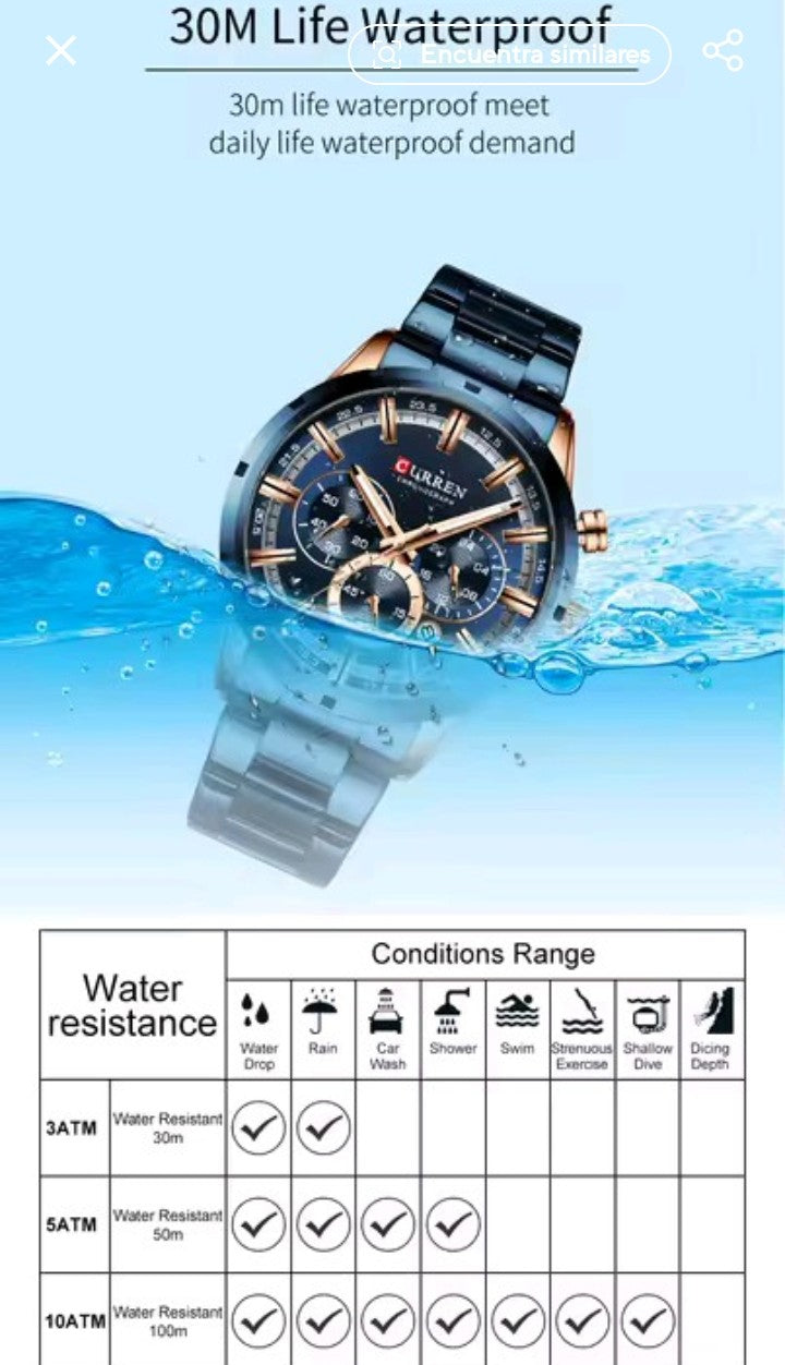 Reloj CURREN 8355 Hombre — Multifuncional, Resistente al Agua